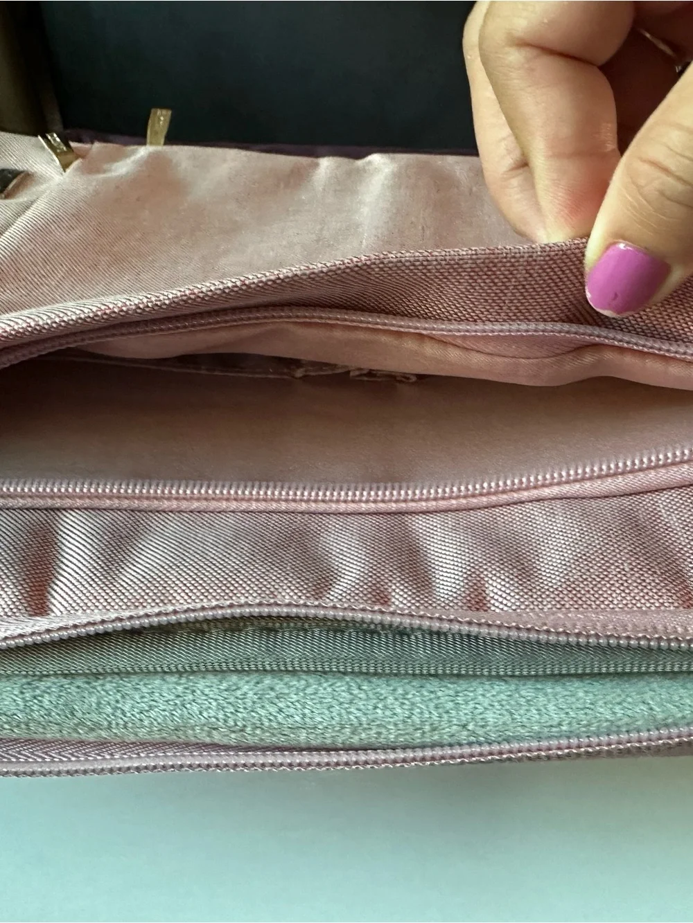 Laptop Bag in Light Pink and purple - Dual Laptop Sleeve with Front Zip